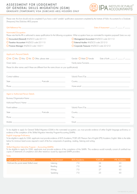 General Skilled Migration Assessment Form