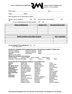 Patient Medical History Form
