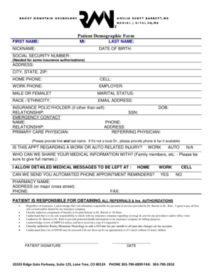 Patient Demographic Form
