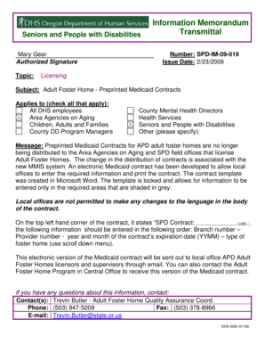 Adult Foster Home Medicaid Contract