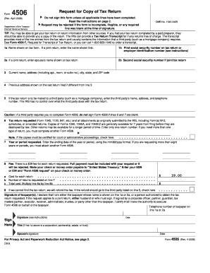 IRS Form 4506 Request for Copy of Tax Return