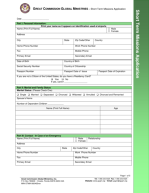 Short Term Missions Application