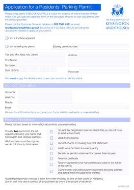Residents’ Parking Permit Application
