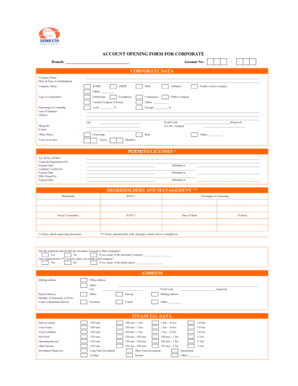 Corporate Account Opening Form