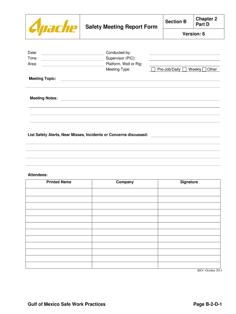 safety meeting forms Preview on Page 1