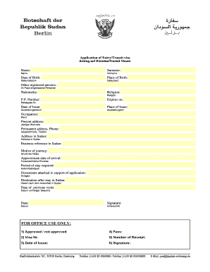 Antrag auf Einreise/Transit Visum