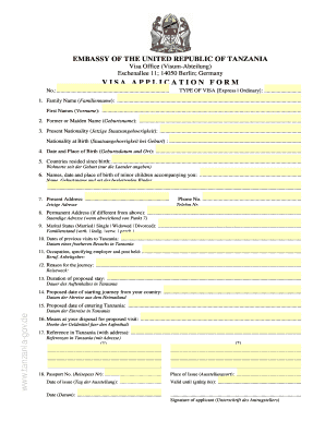 Visaantrag für Tansania