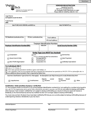 Vendor Registration Form W-9 Substitute