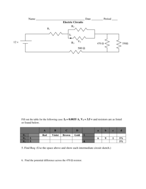 Electric Circuits Worksheet