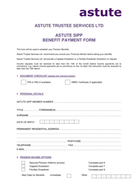 Astute SIPP Benefit Payment Form