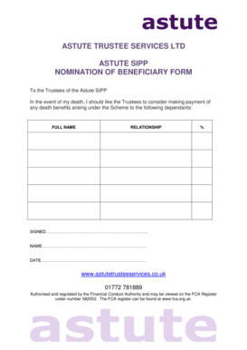 Astute SIPP Beneficiary Nomination Form