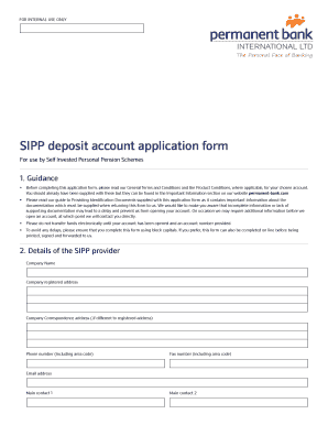 SIPP Deposit Account Application Form