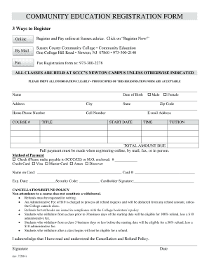 Community Education Registration Form