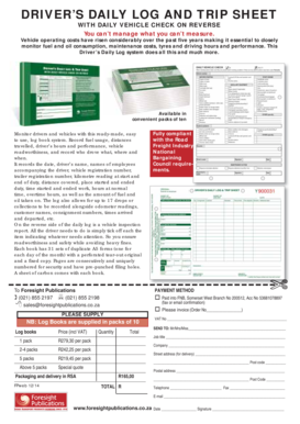 Driver's Daily Logbook order form - Foresight Publications