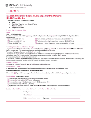 IELTS Test Registration Form
