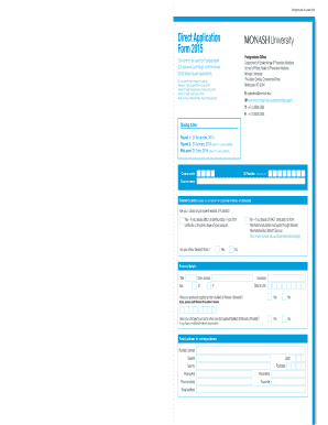 Monash University Postgraduate Application Form 2015