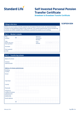 Self Invested Personal Pension Transfer Certificate