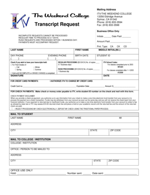 Transcript Request Form