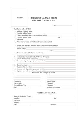 Tanzania Visa Application Form