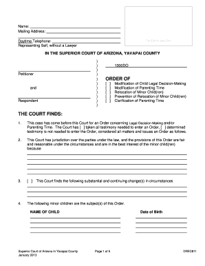 Arizona Child Custody Modification Order