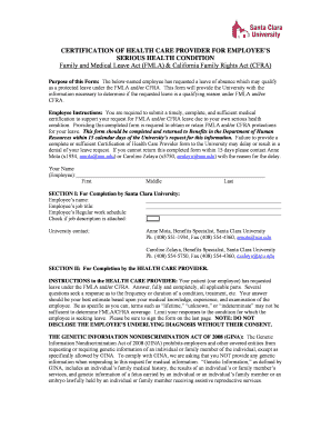 FMLA CFRA Certification of Health Care Provider