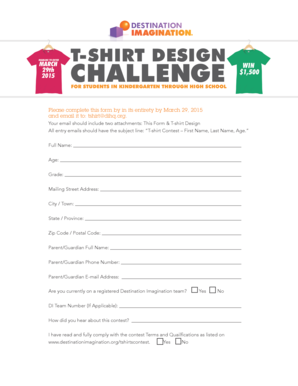 T-Shirt Design Contest Entry Form