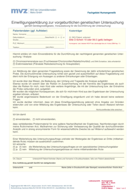 Einwilligungserklärung zur vorgeburtlichen genetischen Untersuchung