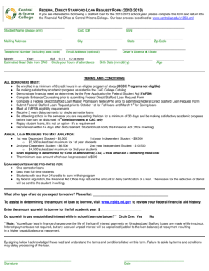 Federal Direct Stafford Loan Request Form
