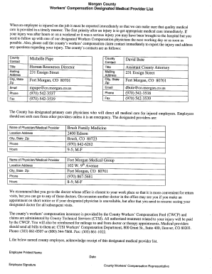 Colorado Employer’s First Report of Injury