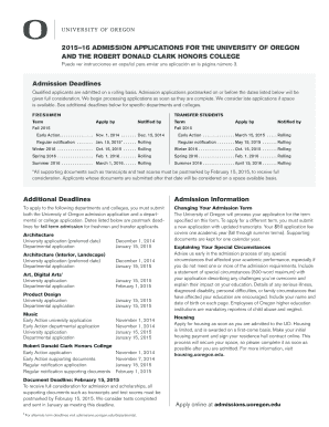 University of Oregon Admission Application