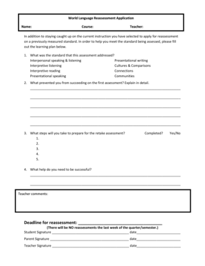 World Language Reassessment Application Form
