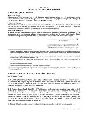 Declaração de Origem Preferencial da UE