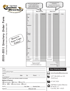 2010-2011 Directory Order Form