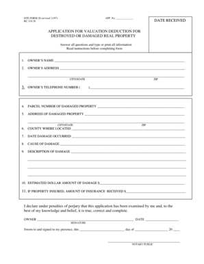 DTE Form 26 - Valuation Deduction for Damaged Property