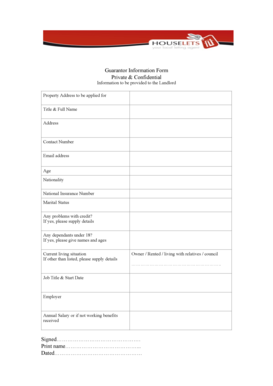 Guarantor Information Form