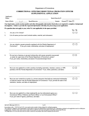 Florida Correctional Officer Supplemental Application