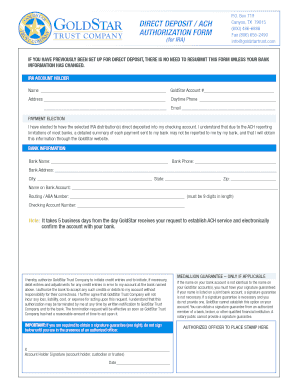 IRA Direct Deposit Authorization Form