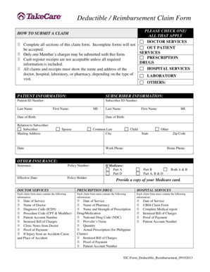 Deductible Reimbursement Claim Form