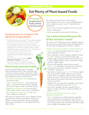 Monthly Health Challenge Eat Plenty of Plant-based Foods