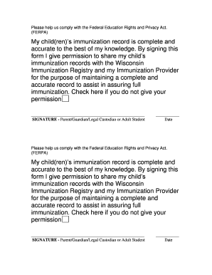 FERPA Immunization Record Consent Form