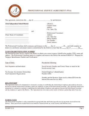 Professional Service Agreement