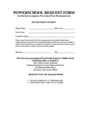 PowerSchool User ID Request Form