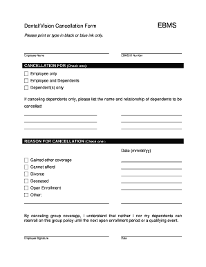 Dental/Vision Cancellation Form