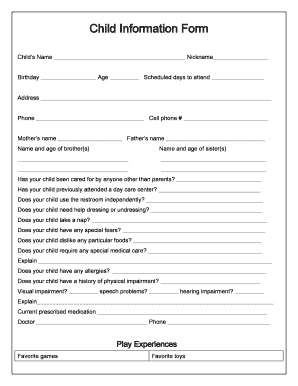Child Information Form