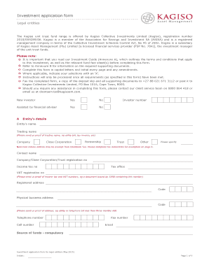 Kagiso Investment Application Form for Legal Entities