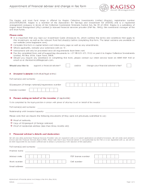 Appointment of Financial Adviser and Change in Fee Form