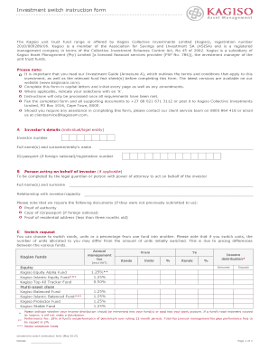Investment Switch Instruction Form
