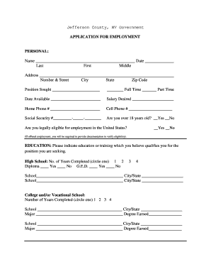 Jefferson County WV Employment Application