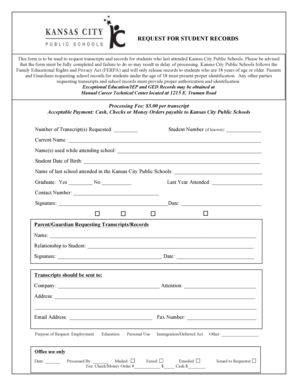Kansas City Public Schools Student Records Request Form