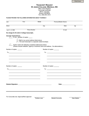 Transcript Request Form